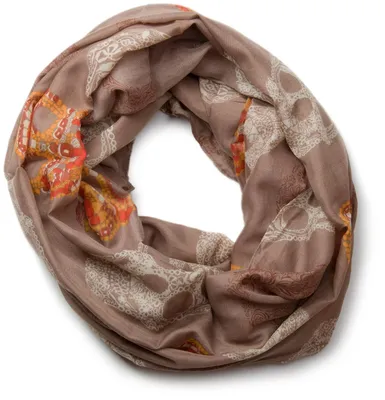 Produktbild von styleBREAKER Loop Schlauchschal im Mexico Style mit Totenkopf Skull Muster, Schal, Tuch, Damen 01018055