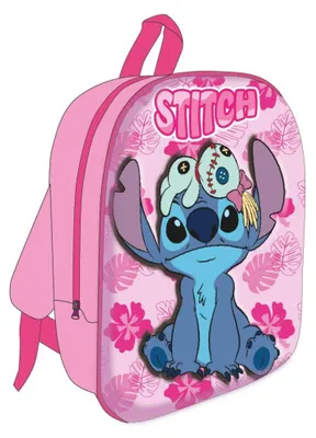 Imagen del producto de Mochila 3D de Lilo & Stitch para niños – Bolso rosa "Mischief" de 30 cm