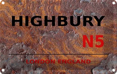 Produktbild von vianmo Blechschild 20x30 cm England Highbury N5 Abenteuer Reisen Urlaub