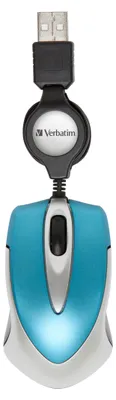 Produktbild von Verbatim Go Mini, Beidhändig, Optisch, USB Typ-A, 1000 DPI, Blau, Silber