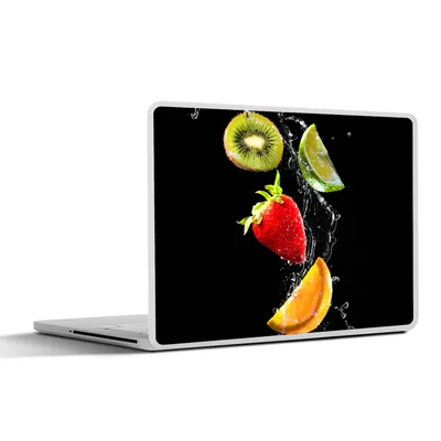 Produktbild von MuchoWow® Laptop Aufkleber Sticker Cover Obst - Wasser - Schwarz - Stillleben Erdbeere - Kiwi 36.5x27.5 cm - Laptop-Sticker