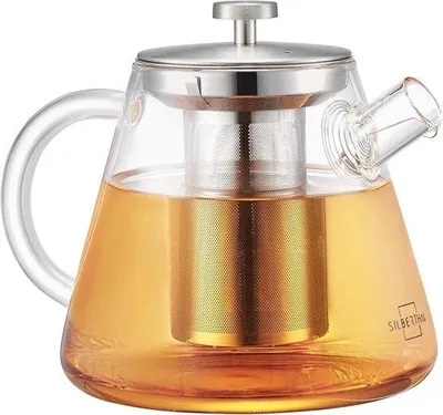 Image de Théière en vitrocéramique avec infuseur - 1,5 l - idéale pour les mélanges de thés en vrac et d'herbes aromatiques