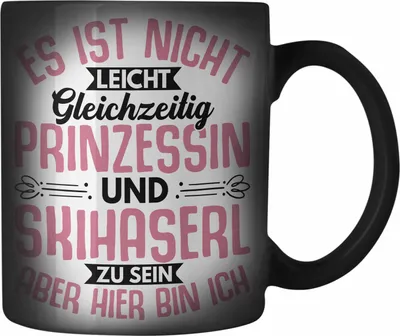 Produktbild von Trendation - Ski Damen Farbwechsel Zauber-Tasse Geschenk Skihaserl Geschenkidee Spruch Skihase Apreski Geschenkidee Frauen (Schwarz)