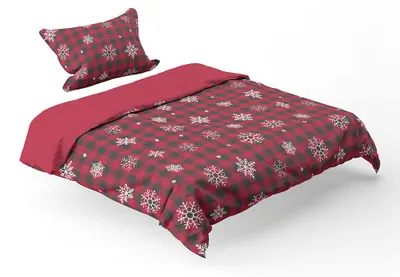 Zdjęcie produktu dla HOME ELEMENTS Pojedyncze prześcieradło z mikroflaneli, kratka z płatkami