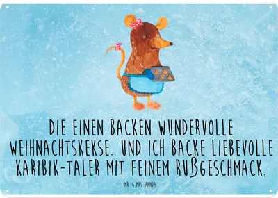 Produktbild von Mr. & Mrs. Panda tafel Maus Kekse DIN A4 - Eisblau - Geschenk, Winter, Magnetschild, Plätzchen, Weihnachten, Backen, Türschild, Blechtafel, Schild, Wandbild