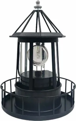 Produktbild von Solarbetriebener LED-Leuchtturm, um 360 Grad drehbare Leuchtturm-Landschaftslampe, wasserdichte Hängelichtlaterne für den Garten, für die Gartendekoration im Außenbereich, Terrassenzaun