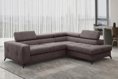 Produktbild von Kaiser Möbel Ecksofa mit schlaffunktion und bettkasten, Sofa L-form, Couch L-form Arcadi Dicker Cord Braun Rechts