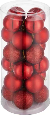 Produktbild von 24 Christbaumkugeln unzerbrechlich in Rot - rot