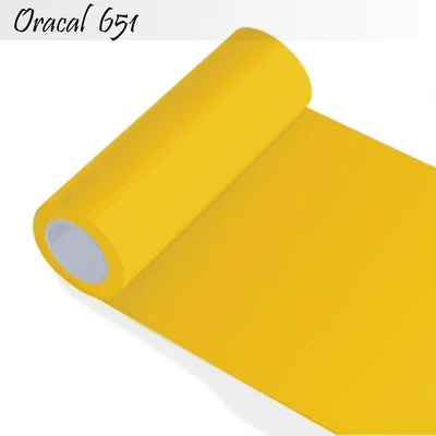 Produktbild von Oracal 651 - Orafol glänzend - glanz - für Küchenschränke und Dekoration Folie 25m (Laufmeter) - 50 cm Folienhöhe - 19-signalgelb + GRATIS ein Schmetterlingsset W400 von Indigos UG
