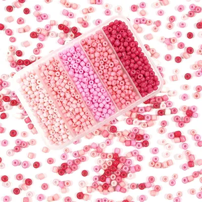 Produktbild von Glasperlen Set 1500 Stück, 3 mm, rosa, für Schmuckherstellung