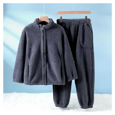 Produktbild von Kuschel Schlafanzug Damen Flauschig Zweiteilig Winter Hausanzug