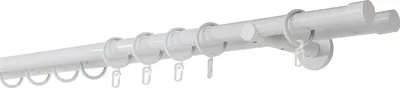 Produktbild von Gardinenstange auf Maß 20mm Cap 2-lauf Wandträger 12cm Farbe: Weiß, Größe: 280cm