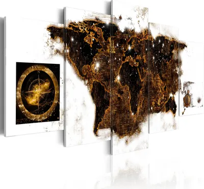 Produktbild von Leinwandbilder 200x100 cm k-A-0010-b-n Vlies Leinwandbild 5 tlg Kunstdruck modern Wandbilder XXL Wanddekoration Design Wand Bild WELTKARTE