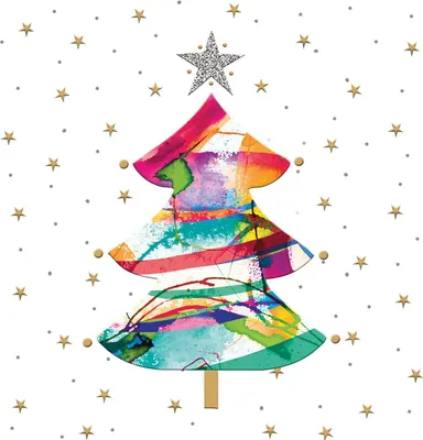 Produktbild von 20 Servietten Glitter Tree - Bunter Weihnachtsbaum 33x33cm