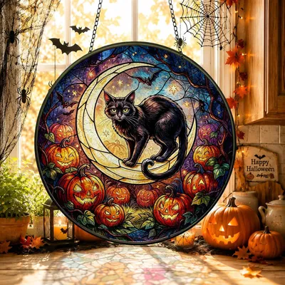 Productafbeelding van Halloween Gekleurd Glas, Raamhanger Zonnevanger 20x20 cm A1