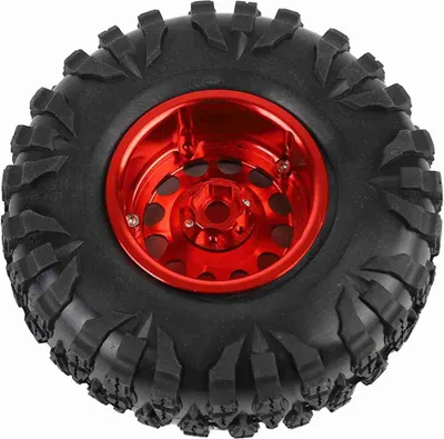 Obrázek produktu pro 4ks RC Crawler Gumová pneumatika Kovový náboj kola Příslušenství pro 1/10 RC auta 2,2 palceČervená