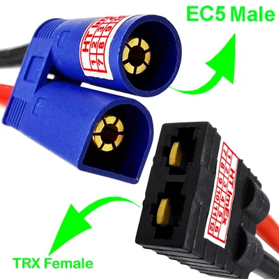 Produktbild von Hochstrom Adapter EC5 Male auf TRX Female 12AWG Kabel für LiPo Akku RC