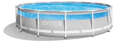 Produktbild von INTEX 26722GN - Frame Pool Set - Clearview Premium (427x107cm) inkl. Filterpumpe, Leiter & Planen