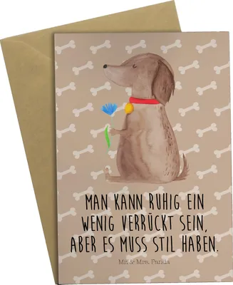 Produktbild von Mr. & Mrs. Panda Grußkarte Hund Blume - Hundeglück - Geschenk, glückwunschkarten, einladungskarten, Haha, neujahrskarte, hochzeitskarten, Süß, weihnachtskarten, Sprüche