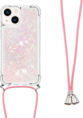 Produktbild von iPhone 15 Hülle - Coverup Liquid Glitzer Back Cover mit Handykette - Pink