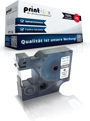 Produktbild von Kompatibles Schriftband für Dymo D1 45020 MobileLabeler Labelpoint 100 150 200 250 300 350 Labelwriter 400Duo S0720600 12 mm 7 m Weiss / Klar Beschriftungsband - Easy Light Serie