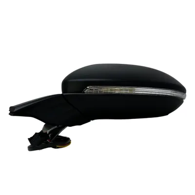 Image de Rétroviseur extérieur gauche BILMAX de remplacement pour Volkswagen Golf 7 2013-2022 Réglable électriquement, chauffant, rabattable manuellement, avec clignotant, noir, 6 broches