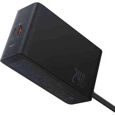 Produktbild von Ladestation GaN mit 240W, 3x USB-C PD, 1x USB-A und 1x DC, Baseus Digital, Schwarz