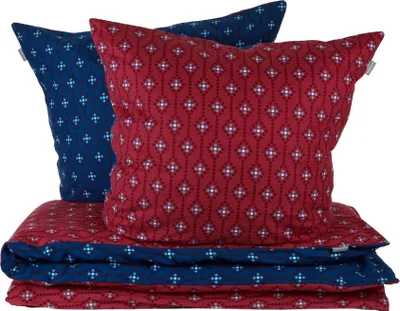 Produktbild von SCHIESSER Bettwäscheset Nahla | Grafikprint | Feinbiber | 2-teilig | 100% Baumwolle | Kuschelweich | YKK-Reißverschluss | 135x200 cm + 80x80 cm | Rost-Dunkelblau
