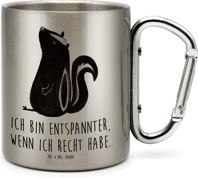 Produktbild von Mr. & Mrs. Panda Thermobecher Edelstahl Stinktier Sitzen - Transparent - Geschenk, Stinker, Skunk, Campingbecher, Spruch, Isolierbecher, Wildtier, Büro, Teetasse