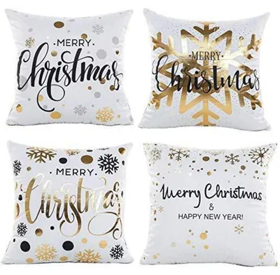 Produktbild von 4er Set Kissenbezüge Weihnachten Schneeflocke 45x45 cm Baumwolle
