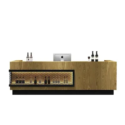 Produktbild von Bartheke, Kassentheke, Empfangstheke, Restauranttheke mit Stauraum, 180×60×100 cm 【HTSM 180】