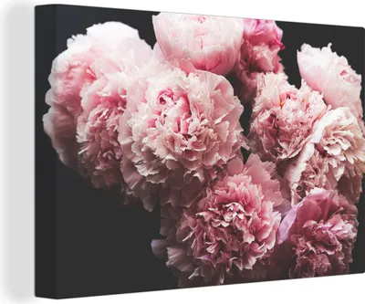 Produktbild von MuchoWow® - Leinwandbilder - Blumenstrauß aus rosa Pfingstrosen, Wandbild, Wanddeko Bilder Wohnzimmer, 60x40 cm