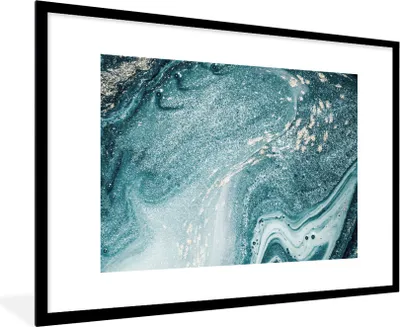 Produktbild von MuchoWow® Gerahmtes Poster Edelsteine - Blau - Natur - Marmor - Abstrakt 90x60 cm - Poster mit Schwarzem Bilderrahmen Wandposter Rahmen Foto Bilder - Wanddekoration - Fotos