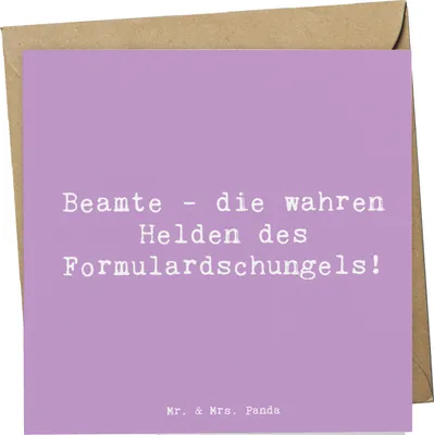 Produktbild von Mr. & Mrs. Panda Grußkarte Spruch Beamtin Heldin - Lavendeltraum - Geschenk, Bürokratie, Berufsalltag, Klappkarte, personalisierte Geschenke, Beruf, anlasskarte, Humor