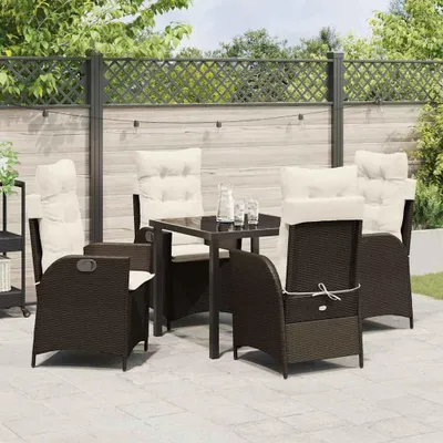 Image de Maison Exclusive - Ensemble de jardin avec coussins 5 pièces Marron Polyrotin