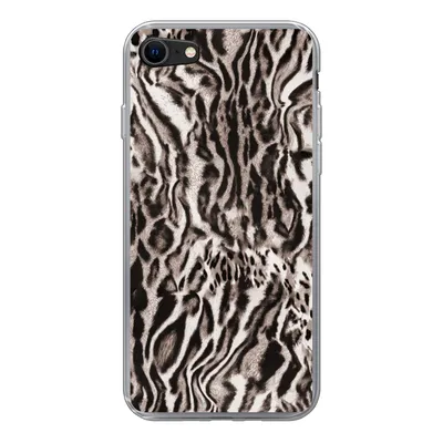 Produktbild von MuchoWow® Handyhülle Schutzhülle Hülle für iPhone SE 2020 Pantherdruck - Formen - Schwarz - Braun Silikon Softcase Handy Hülle - Kartenbesitzer