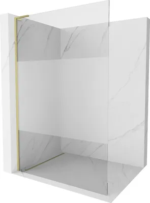 Image de Mexen Kioto L paroi de douche Walk-in 80 x 200 cm, transparent/satiné, finition dorée - 800-080-103-55-35