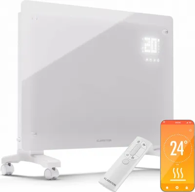 Image de Klarstein Chauffage électrique, Convecteur 1500 W Chauffage autonome & mural, Chauffage électrique à économie d'énergie avec App-Control & roulettes au sol, Chauffage électrique, Radiateur électrique avec thermostat