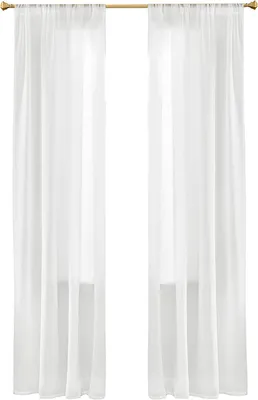 Produktbild von 2er Set Sheer Voile Vorhang mit Ösen Transparente Gardine aus Voile Polyester Ösenschal Transparent Wohnzimmer Luftig Dekoschal für Schlafzimmer 140 X 225 cm (B x H), Grommet Top Weiß