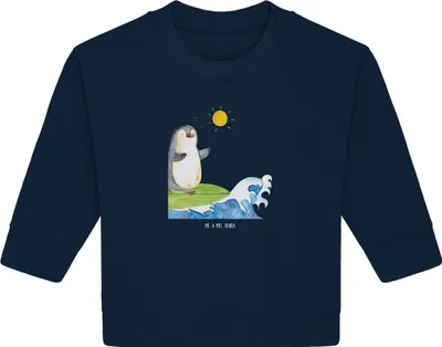 Produktbild von Mr. & Mrs. Panda Organic Baby Pullover Pinguin Surfer 12. - 18. Monat - French Navy - Geschenk, Hawaii, Surfen, Portugal, Bullover, Motiviert, Optimistisch, Urlaub