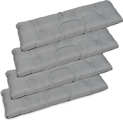 Produktbild von 4er Set Sitzkissen Bankkissen Bankauflage für Gartenbank - 120x38 cm - Outdoor und Indoor - Grau
