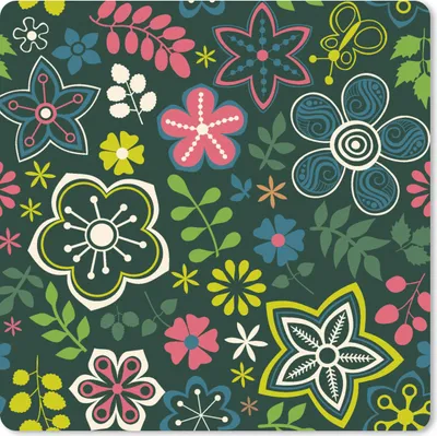 Produktbild von MuchoWow® Mauspad Mousepad Blätter - Muster - Blumen 30x30 cm - Mousepads - Maus Mat - Pad - Mausunterlage - Gaming