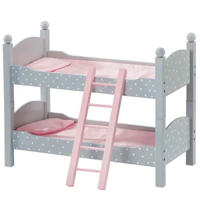 Produktbild von Olivia's Little World 18" Puppenetagenbett aus Holz - zu zwei Einzelbetten gestapelt oder entstapelt, Grau/Rosa/Weiß