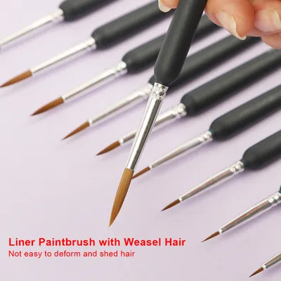 Produktbild von 9 ks malířských štětců Art Script Liner Paintbrush pro umělce Akryl Akvarel Kvaš Akvarel Olejomalba pro skvělé umělecké kreslení Dodávky