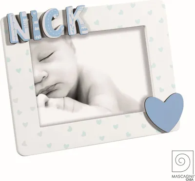 Produktbild von Mascagni A1547 Fotorahmen Holz mit Buchstaben Blau 13x18 cm
