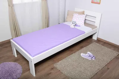 Produktbild von Bettrahmen für Kinder / Kinderbett 80 x 200 cm | Massivholz: Kiefer | Weiß Lackiert