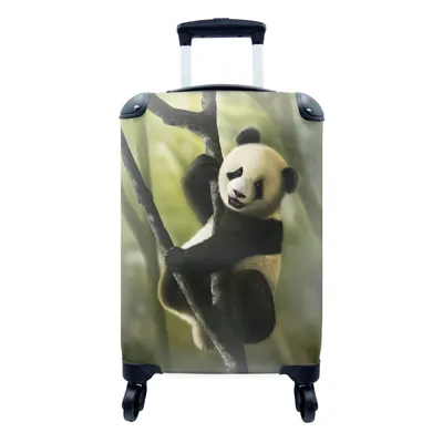 Produktbild von MuchoWow® Koffer Handgepäck Trolley Rollkoffer Kleine Reisekoffer mit 4 Rollen - Panda - Welpe - Baum - Cabin Size < 55x40x23 cm & 55x40x20 cm - Fotokoffer - Kabinenkoffer - Boardgepäck - Reise-Box - Reisekoffer - Reisegepäck - Koffer mit Bild - Trolley für Kinder