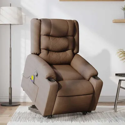 Produktbild von vidaXL Massagesessel mit Aufstehhilfe Braun Stoff