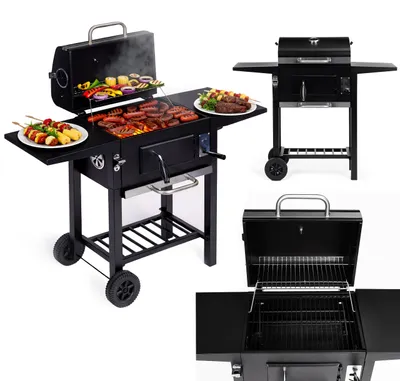 Zdjęcie produktu dla Grill węglowy ogrodowy z pokrywą regulacja rusztu termometr popielnik MultiGarden