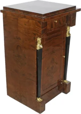 Produktbild von Casa Padrino Barock Mahagoni Säule mit Tür und Schublade Braun / Schwarz / Gold 60 x 45 x H. 80 cm - Barock Möbel